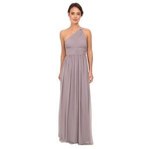 ✨Donna Morgan 'Rachel' Ruched One-Shoulder Chiffon Lavender Sz 6 Gown✨